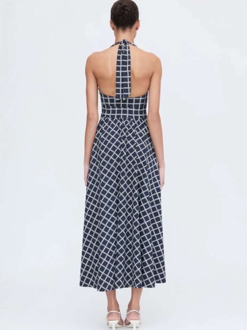Hill House Fleur Black and White Geometric Halter Midi Dress size S - Picture 3 of 8